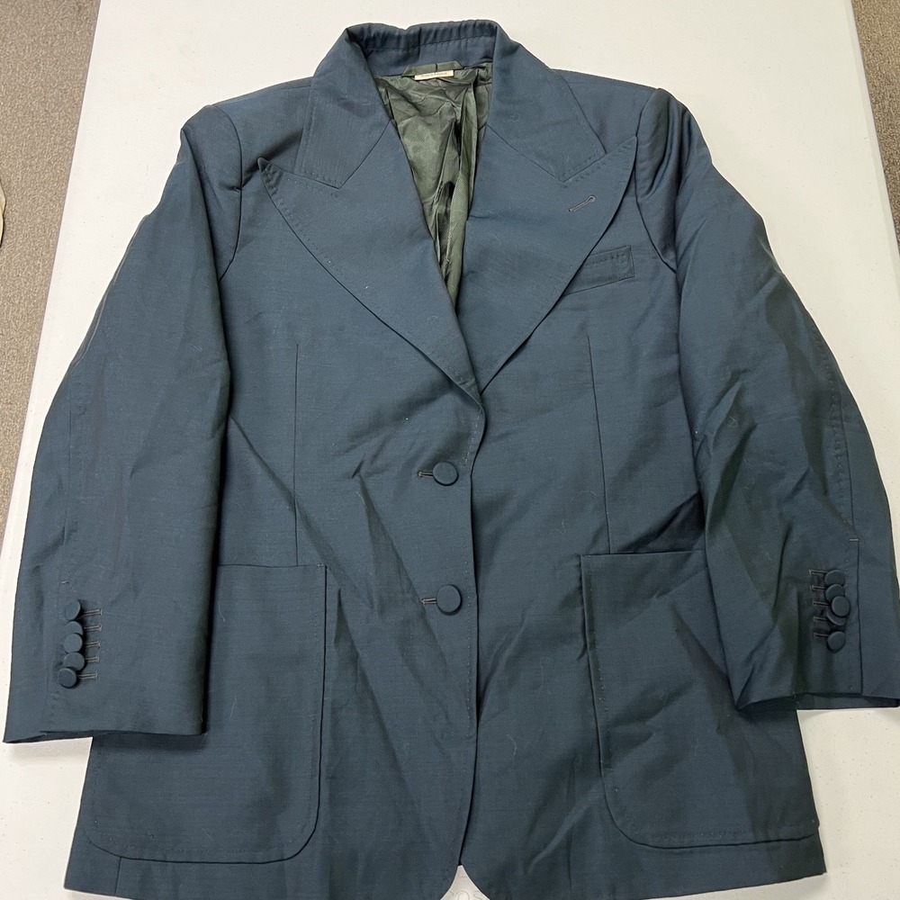 Gucci uniform Blazer Jacket Mens 46 Navy Blue Peak Lapel Two Button Pocket Italy